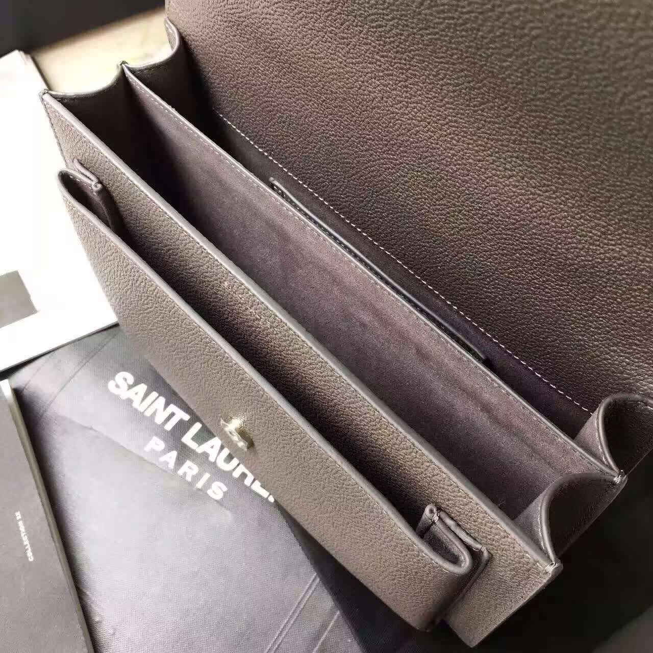 Limited Edition!2016 Saint Laurent Bags Cheap Sale-Saint Laurent Medium Sunset Monogram Bag in Dark Anthracite Grained Leather - Click Image to Close